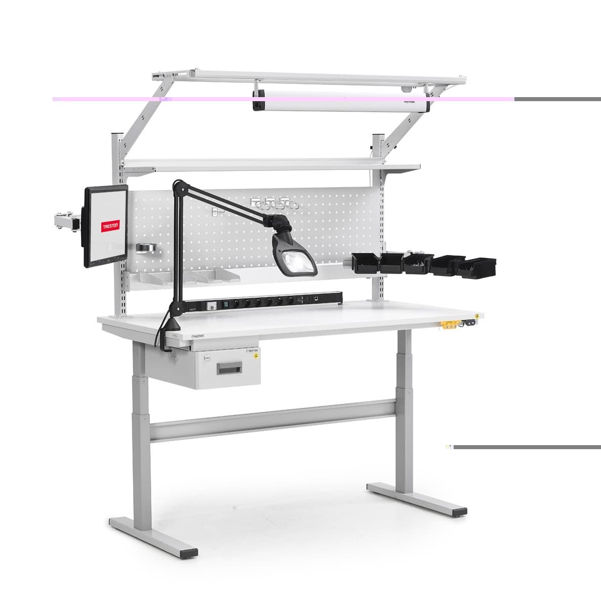 Treston_Electric_Desk_with_accessories_2_screen_1 image Treston Electric Desk with accessories 2 screen 1